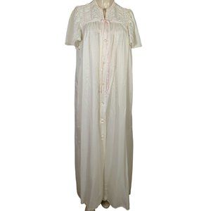 Vintage Venus Barsa Ariel Robe‎ and Gown set white satin with pink ribbon size M
